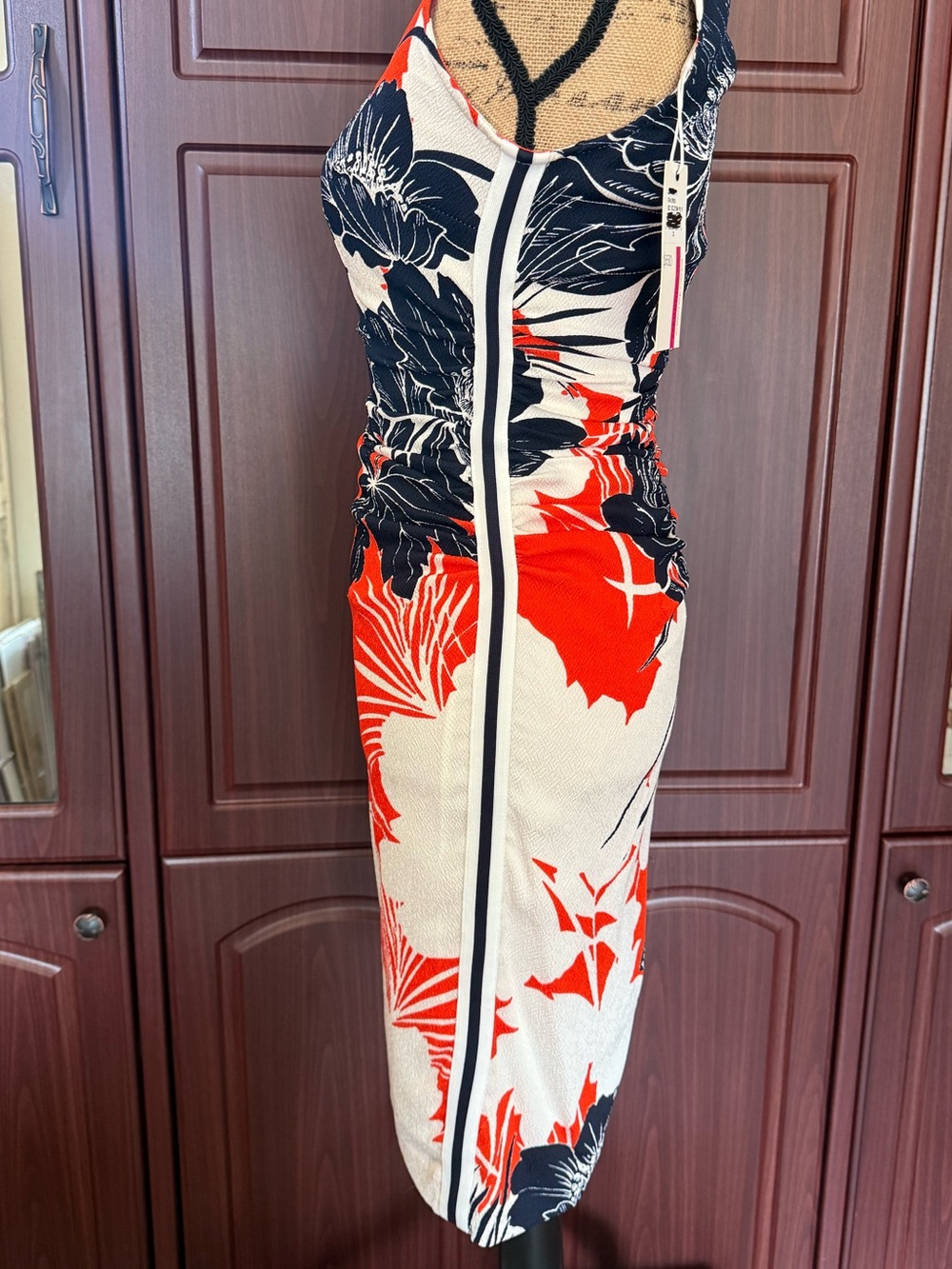 Tracy Reese Red, Black & White Floral Midi Dress - Picture 7 of 7